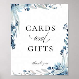 Elegant Dusty Blue Floral Cards Gifts Sign