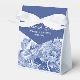Elegant Dusty Blue Floral Classic Chinoiserie Favor Boxes