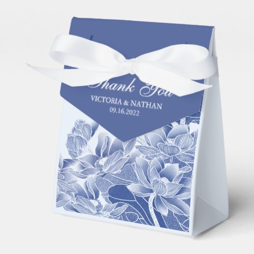 Elegant Dusty Blue Floral Classic Chinoiserie Favor Boxes