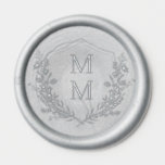 Elegant Dusty Blue Floral Crest Monogram Wedding Wax Seal Sticker<br><div class="desc">Elegant Dusty Blue Floral Crest Monogram Wedding Wax Seal Sticker</div>