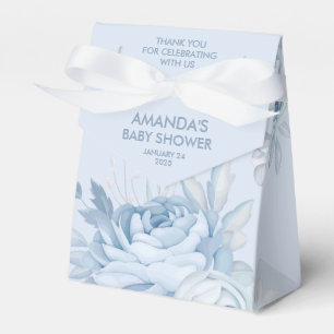 Elegant Dusty Blue Floral Favor Boxes
