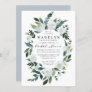 Elegant Dusty Blue Floral Garden Bridal Shower Invitation