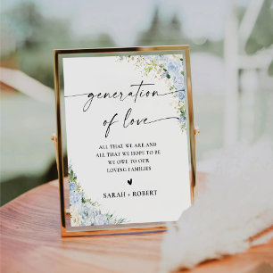 Elegant Dusty Blue Floral Generation of Love Sign