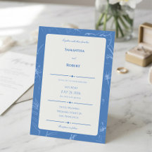 Elegant Dusty Blue Floral Line Art Wedding