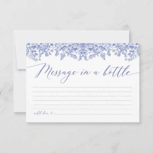 Elegant Dusty Blue Floral Message in a Bottle Game Invitation