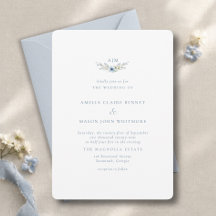 Elegant Dusty Blue Floral Monogram Wedding