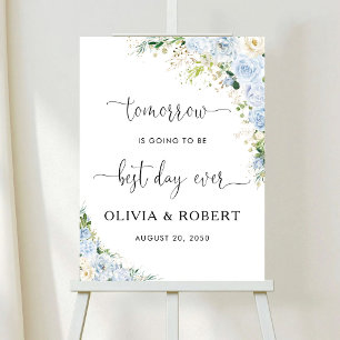 Elegant Dusty Blue Floral Rehearsal Dinner  Foam Board