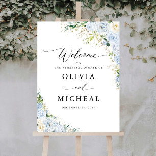 Elegant Dusty Blue Floral Rehearsal Dinner  Foam Board