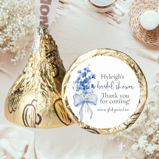 Elegant Dusty Blue Floral Ribbon Bridal Shower  Hershey®'s Kisses® (Creator Uploaded)