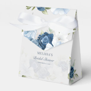 Elegant Dusty Blue Floral Rustic Bridal Shower Favor Boxes