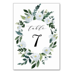 Elegant Dusty Blue Floral Rustic Garden Wedding Table Number