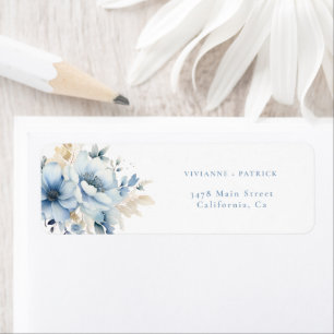 Elegant Dusty Blue Floral Spring Bloom Wedding Label