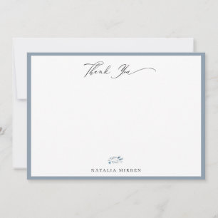 Elegant Dusty Blue Floral Thank You Note Card