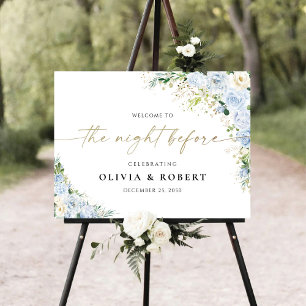 Elegant Dusty Blue Floral The Night Before Foam Board