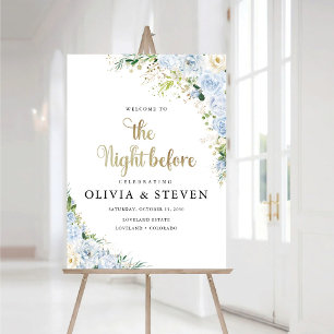 Elegant Dusty Blue Floral The Night Before Foam Board