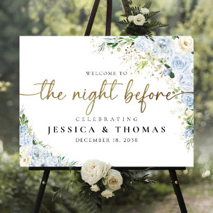 Elegant Dusty Blue Floral The Night Before Foam Board