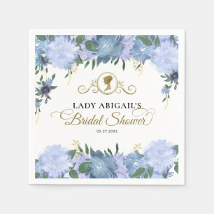 Elegant Dusty Blue Floral Victorian Bridal Shower Napkins