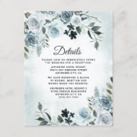 Elegant Dusty Blue Floral Watercolor Navy Wedding