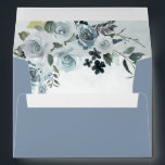 Elegant Dusty Blue Floral Watercolor Navy Wedding Envelope<br><div class="desc">Design's exterior is set to a dusty blue color hex code: ##879BAF -- Design (interior) features elegant watercolor floral elements in shades of dusty blue and small elements in navy. Design also features various types of greenery and branches with dusty blue watercolor splashes.</div>