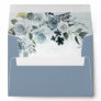 Elegant Dusty Blue Floral Watercolor Navy Wedding Envelope