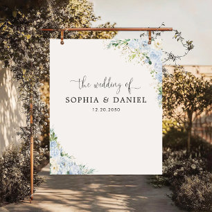 Elegant Dusty Blue Floral Wedding Backdrops Banner