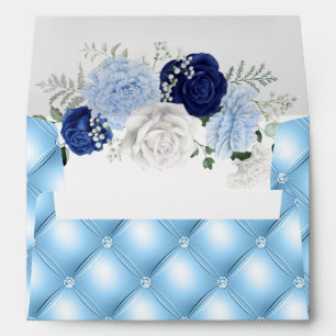 Elegant Dusty Blue Floral wedding envelope