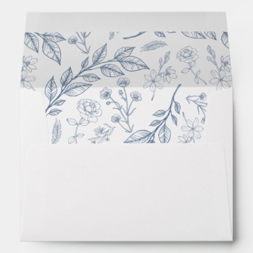 Elegant Dusty Blue Floral Wedding Envelope
