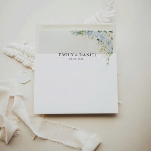  Elegant Dusty Blue Floral Wedding Envelope Liner