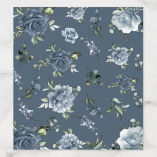 Elegant Dusty Blue Floral Wedding Envelope Liner