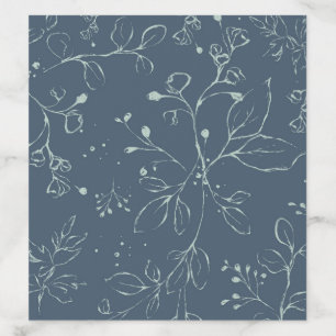 Elegant Dusty Blue Floral Wedding Envelope Liner