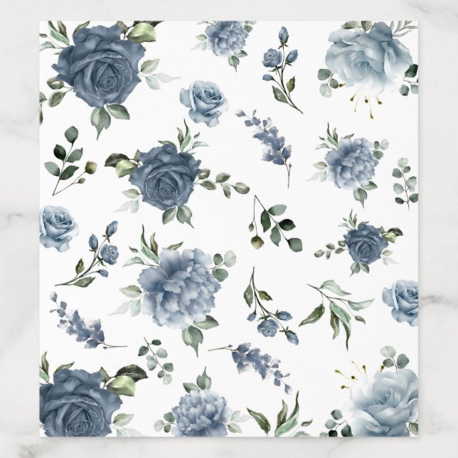 Elegant Dusty Blue Floral Wedding Envelope Liner (Design)