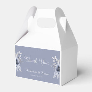 Elegant Dusty Blue Floral Wedding Favor Boxes