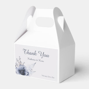 Elegant Dusty Blue Floral Wedding Favor Boxes