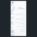 Elegant Dusty Blue Floral Wedding Flat Menu<br><div class="desc">Floral dusty blue wedding menu.</div>