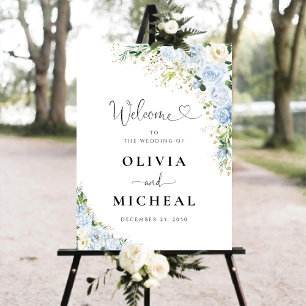 Elegant Dusty Blue Floral Wedding Foam Boards