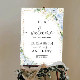 Elegant Dusty Blue Floral Wedding Foam Boards