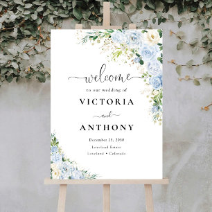 Elegant Dusty Blue Floral Wedding Foam Boards