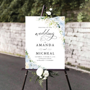 Elegant Dusty Blue Floral Wedding Foam Boards