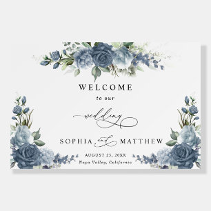 Elegant Dusty Blue Floral Wedding Foam Boards