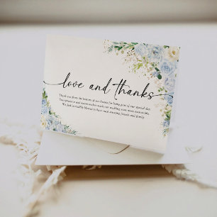 Elegant Dusty Blue Floral Wedding Folded  Letterpress Thank You Card