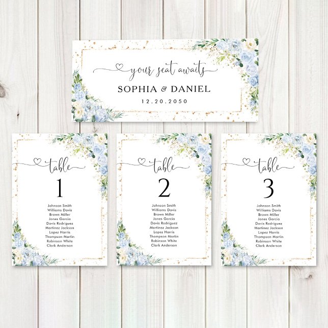Elegant Dusty Blue Floral Wedding Head Table Sign (Creator Uploaded)