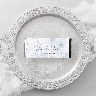 Elegant dusty Blue Floral Wedding Hershey Bar Favors
