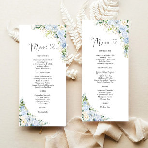 Elegant Dusty Blue Floral Wedding Menu