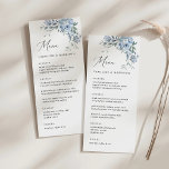 Elegant Dusty Blue Floral Wedding Menu<br><div class="desc">Let your guests know what's on the menu with this elegant menu card,  featuring flowers and greenery in dusty blue colors.</div>