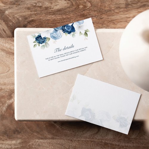 Elegant Dusty Blue Floral Wedding Online Details Enclosure Card