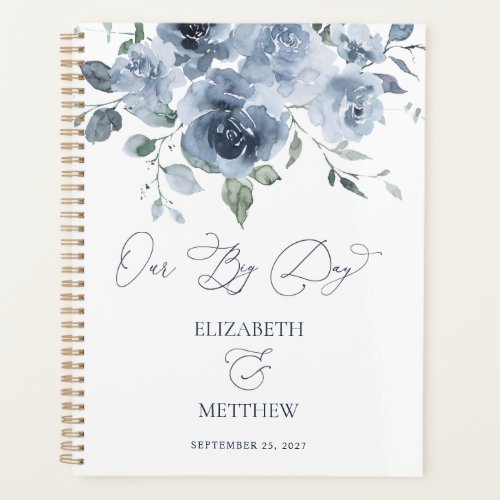 Elegant Dusty Blue Floral Wedding Planner