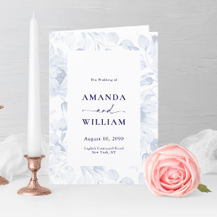 Elegant Dusty Blue Floral Wedding Program