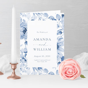 Elegant Dusty Blue Floral Wedding Program