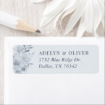 Elegant Dusty Blue Floral Wedding Return Address Label<br><div class="desc">Add a beautiful finishing touch to your wedding mailings with this return address label,  featuring inky blue flowers on a dusty blue background.</div>