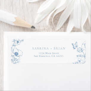 Elegant Dusty Blue Floral Wedding Return Address Label